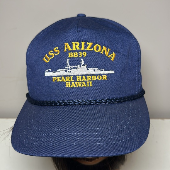 USS Arizona BB39 Pearl Harbor Hawaii Embroidered Blue Cap - Picture 1 of 7